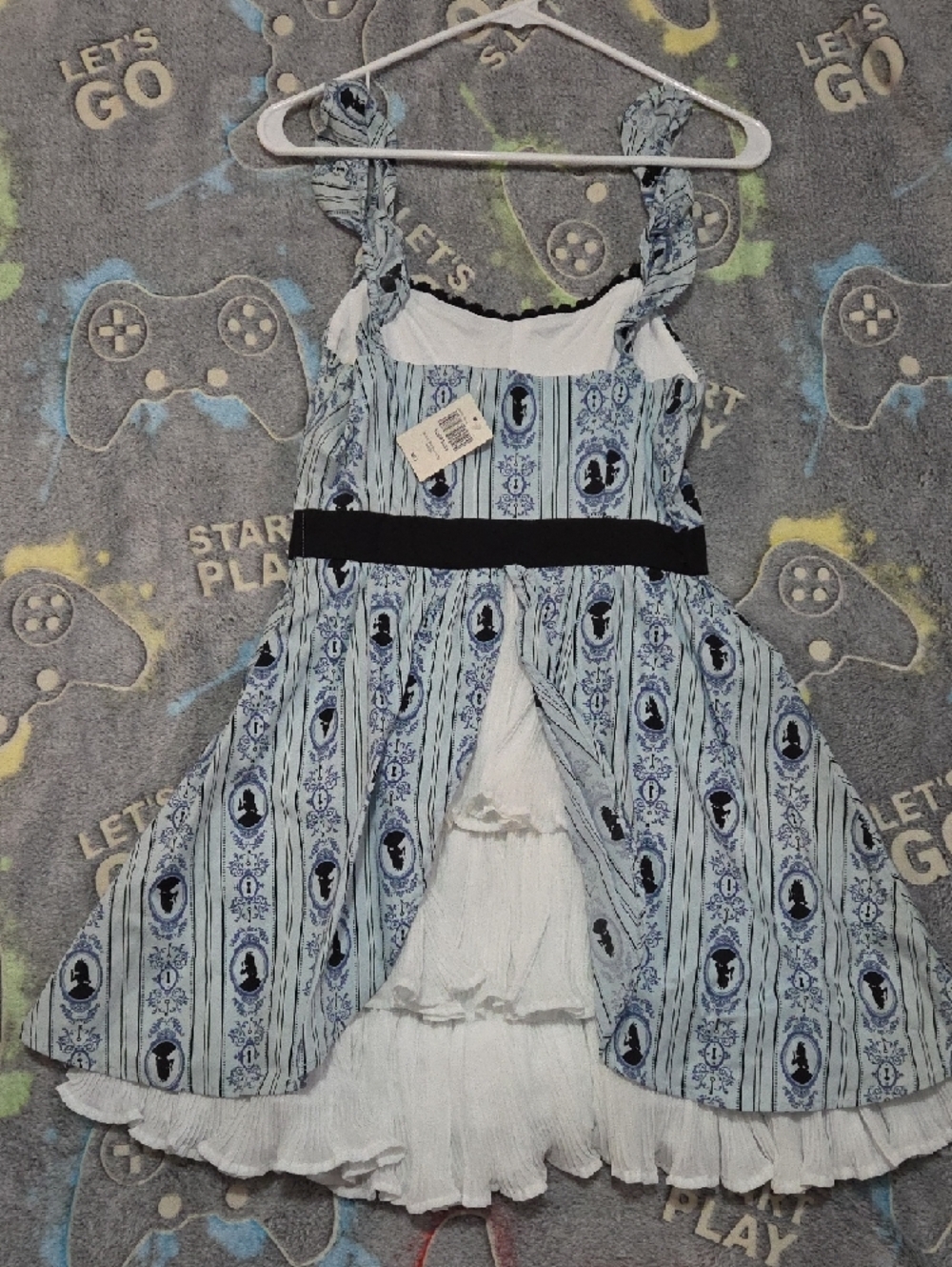 Disney Blue Ruffle-Strap Dress with Black Waistband - Picture 3 of 4